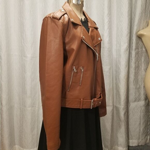 Levi’s Faux Moto Leather Jacket new with tags from Nordstrom XL Camel brown - Picture 8 of 13